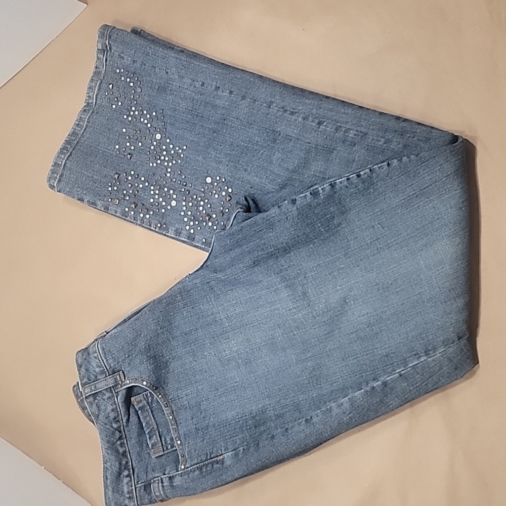 Coldwater Creek, Size 10, Medium-Light Wash Embellished Jeans, EUC.